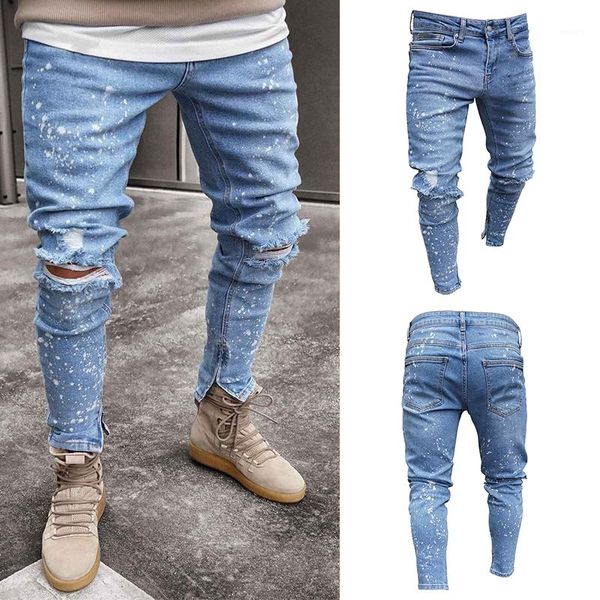 spring autumn knee holes zipper hiphop pants pantalones light blue spark designer men jeans
spring autumn knee holes zipper hiphop pants pantalones light blue spark designer men jeans