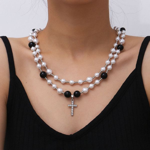 vintage exaggerated imitation pearls rhinestone cross pendant necklace women beads chains geometric necklace pendants jewelry, Silver
vintage exaggerated imitation pearls rhinestone cross pendant necklace women beads chains geometric necklace pendants jewelry, Silver