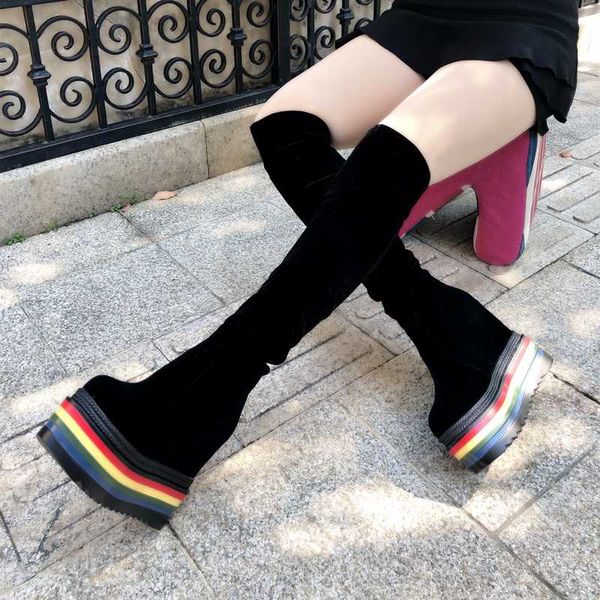 2020 new super high-heeled womens boots within increased wedges high boots europe and america stovepipe over the knee boot, Black
2020 new super high-heeled womens boots within increased wedges high boots europe and america stovepipe over the knee boot, Black