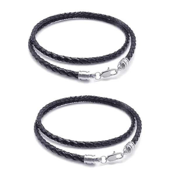 2 pcs jewelry men's necklace with gift bag, 3mm cord, leather stainless steel - 50cm & 70cm, Silver
2 pcs jewelry men's necklace with gift bag, 3mm cord, leather stainless steel - 50cm & 70cm, Silver