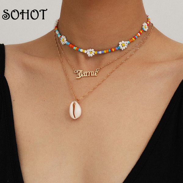 chokers so bohemia handmade weave colorful bead flower shape natural shell alloy letter pendant women choker necklace for female gift, Golden;silver
chokers so bohemia handmade weave colorful bead flower shape natural shell alloy letter pendant women choker necklace for female gift, Golden;silver