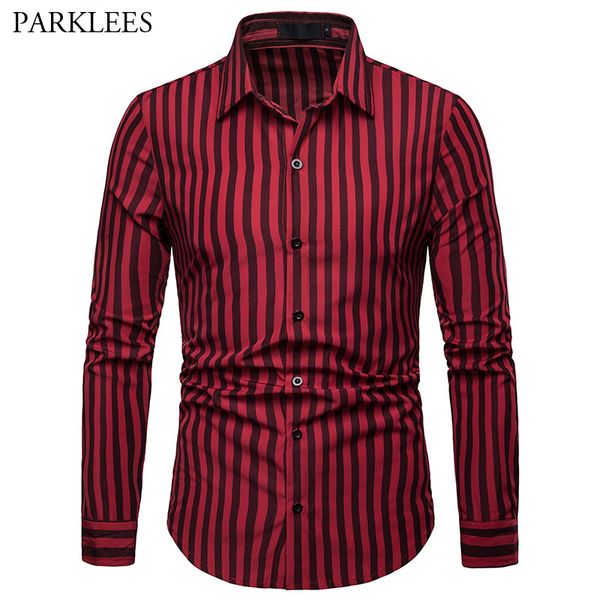 mens red black striped shirt lapel long sleeve male vertical striped shirts casual business regular fit plus size homme xxl, White;black
mens red black striped shirt lapel long sleeve male vertical striped shirts casual business regular fit plus size homme xxl, White;black