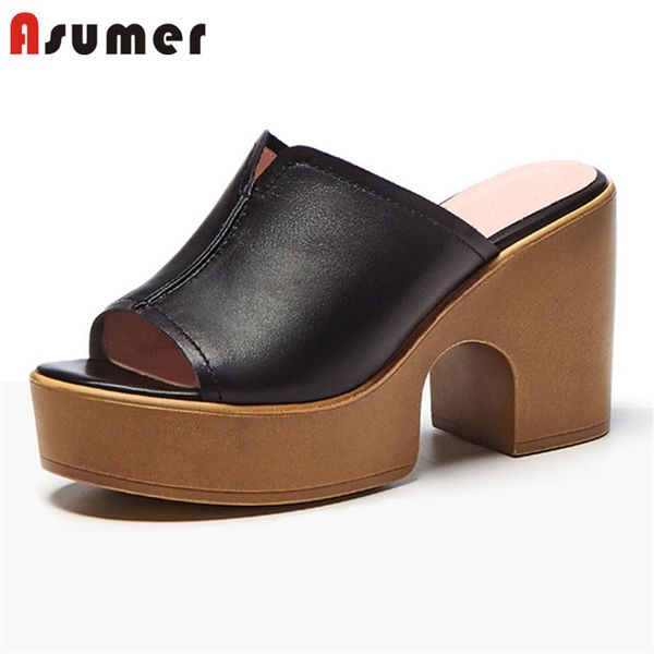 asumer 2020 women slipper genuine leather shoes solid colors european style high heel platform shoes woman, Black
asumer 2020 women slipper genuine leather shoes solid colors european style high heel platform shoes woman, Black