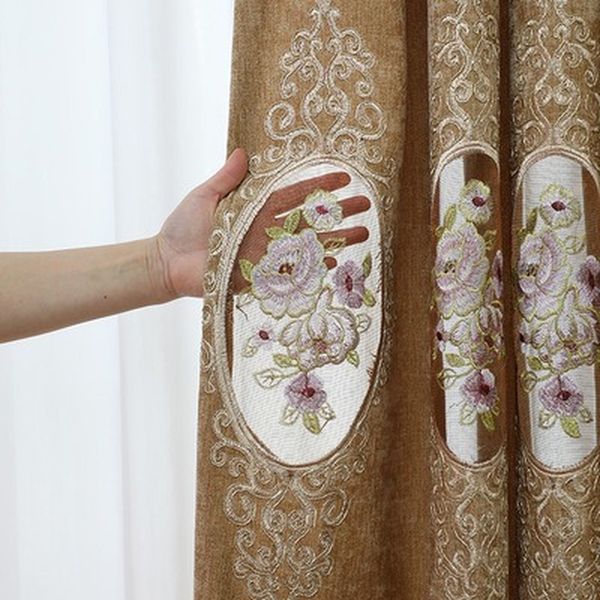 nordic curtains for living room bedroom chenille fabric coffee color rosehollow embroidery curtainfinished product customization
nordic curtains for living room bedroom chenille fabric coffee color rosehollow embroidery curtainfinished product customization