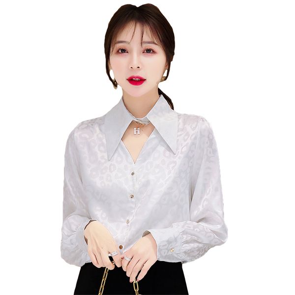 korea bottoming blouses winter fashion loose satin chiffon women blouse autumn office shirts ladies blusas mujer, White 
korea bottoming blouses winter fashion loose satin chiffon women blouse autumn office shirts ladies blusas mujer, White