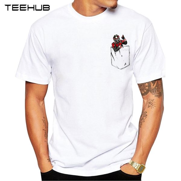 teehub новые мужчины футболка с коротким рукавом смешные ant человек в карманном печатается tops классический tee geek прохладный дизайн фут