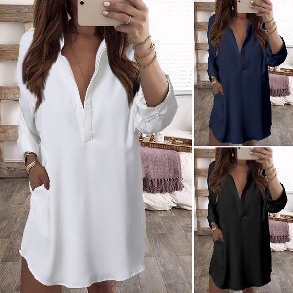 women's blouses & shirts celmia solid long shirt lady elegant lapel office buttons casual loose sleeve blouse fashion autumn blusas, White
women's blouses & shirts celmia solid long shirt lady elegant lapel office buttons casual loose sleeve blouse fashion autumn blusas, White