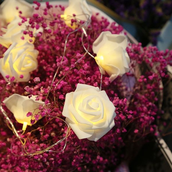 artificial rose led string christmas day light string tanabata romantic confession gift room decorative light