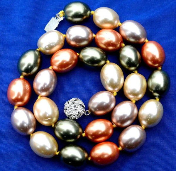 12x15mm south sea multicolor shell pearl necklace 18, Silver
12x15mm south sea multicolor shell pearl necklace 18, Silver
