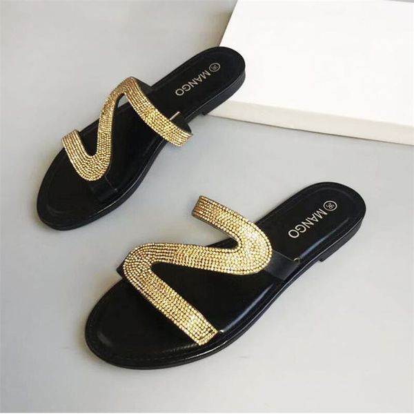 women's slippers plus size women's shoes wild roman sandals rhinestone flat bottom slippers, Black
women's slippers plus size women's shoes wild roman sandals rhinestone flat bottom slippers, Black