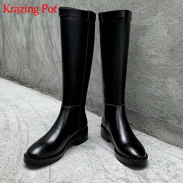krazing pot new genuine leather round toe med heel zipper buckle straps movie star original design keep warm knee-high boots l80, Black
krazing pot new genuine leather round toe med heel zipper buckle straps movie star original design keep warm knee-high boots l80, Black