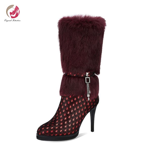 boots original intention mid-calf high woman wine red black real fur stiletto heels platform round toe gorgeous winter
boots original intention mid-calf high woman wine red black real fur stiletto heels platform round toe gorgeous winter