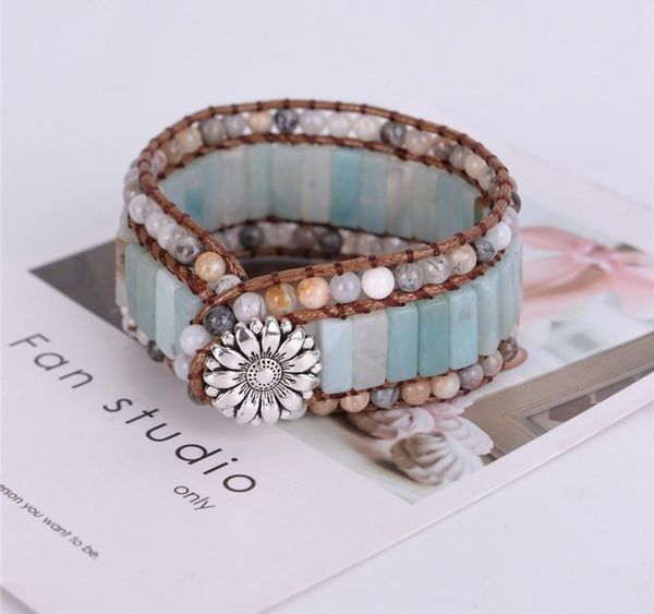bohemia bracelet amazonite single vintage leather wrap bracelet semi precious stone beaded cuff bracelet women s gift003, Golden;silver
bohemia bracelet amazonite single vintage leather wrap bracelet semi precious stone beaded cuff bracelet women s gift003, Golden;silver