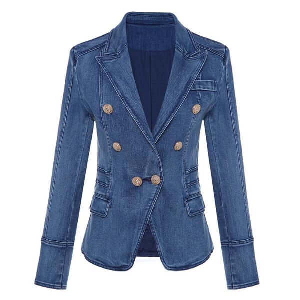 new fashion 2020 designer blazer women's metal lion buttons double breasted denim blazer jacket outer coat, White;black
new fashion 2020 designer blazer women's metal lion buttons double breasted denim blazer jacket outer coat, White;black
