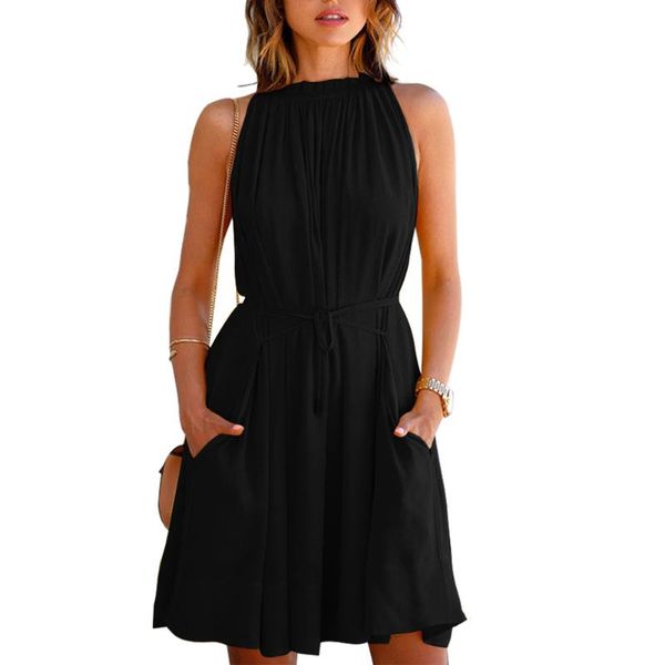 casual dresses women summer sleeveless halter off shoulder with pocket loose solid lace-up midi, Black;gray
casual dresses women summer sleeveless halter off shoulder with pocket loose solid lace-up midi, Black;gray