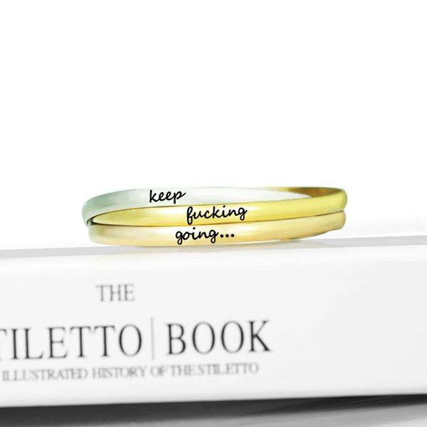 keep going stainless steel bangle engraved positive inspirational quote fashion mantra bracelets for women, Black
keep going stainless steel bangle engraved positive inspirational quote fashion mantra bracelets for women, Black
