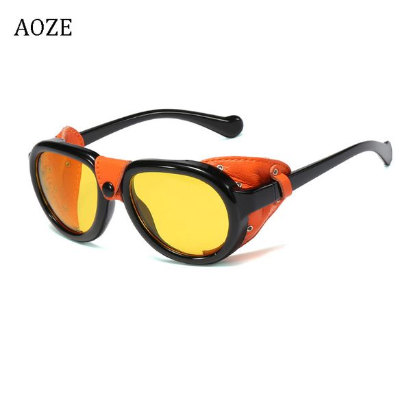 aoze2020 fashion vintage steampunk punk style sunglasses leather shield side design brand sunglasses uv400, White;black
aoze2020 fashion vintage steampunk punk style sunglasses leather shield side design brand sunglasses uv400, White;black