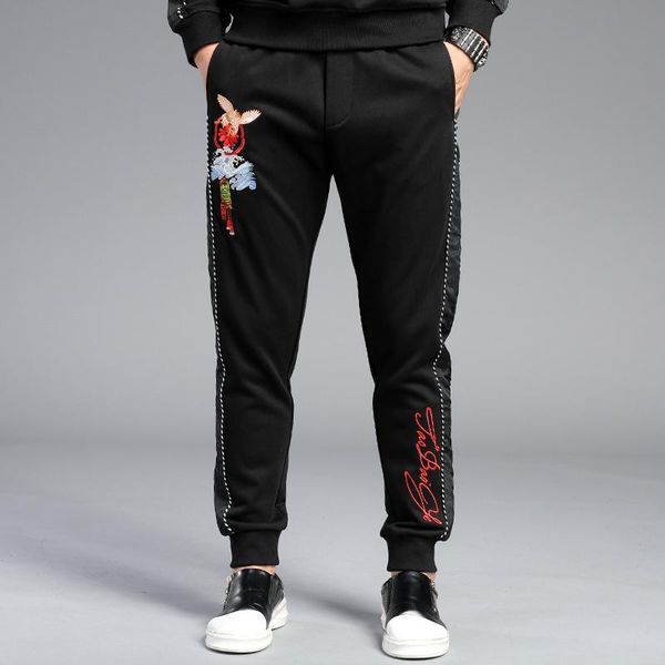 #2446 Chinese Style Embroidery Black Sweatpants With White Stripe Large Size Mens Sweatpants Joggers Streetwear Track Pants
#2446 Chinese Style Embroidery Black Sweatpants With White Stripe Large Size Mens Sweatpants Joggers Streetwear Track Pants