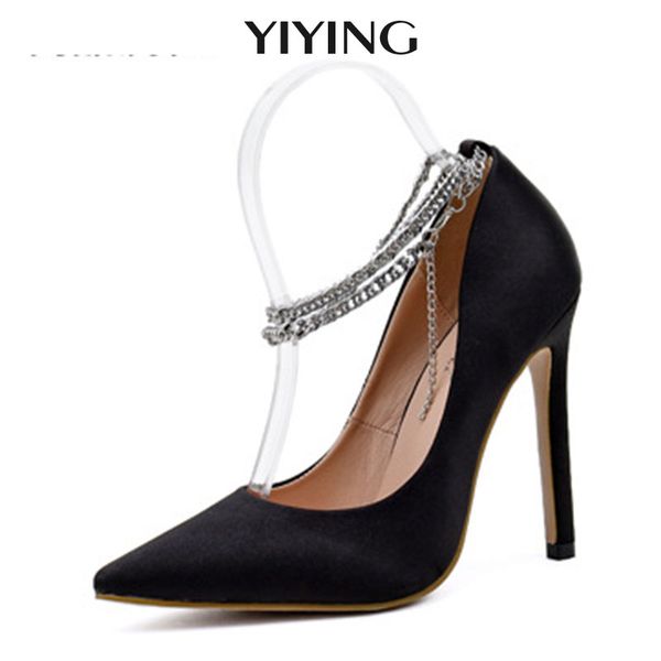 2020 women's pumps fashion pointed toe metal chain shoe party women rome design thin heel female dress shoes, Black
2020 women's pumps fashion pointed toe metal chain shoe party women rome design thin heel female dress shoes, Black