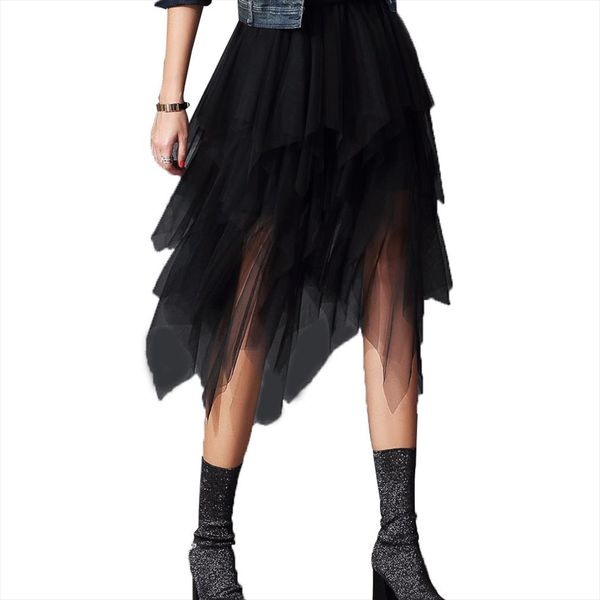 women irregular tulle skirts fashion elastic high waist mesh tutu skirt pleated long skirts midi skirt casual loose skirts, Black
women irregular tulle skirts fashion elastic high waist mesh tutu skirt pleated long skirts midi skirt casual loose skirts, Black