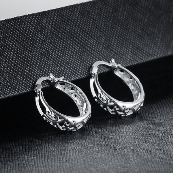 classic 925 sterling silver round hoop earrings pattern earrings carved flower hollow fine jewelry gift for women, Golden;silver
classic 925 sterling silver round hoop earrings pattern earrings carved flower hollow fine jewelry gift for women, Golden;silver