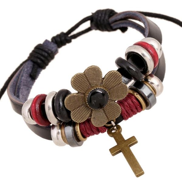 cross black flower charm vintage bracelet wrap multilayer retro beads leather weave bangle wristbands girl women fashion jewelry, Golden;silver
cross black flower charm vintage bracelet wrap multilayer retro beads leather weave bangle wristbands girl women fashion jewelry, Golden;silver