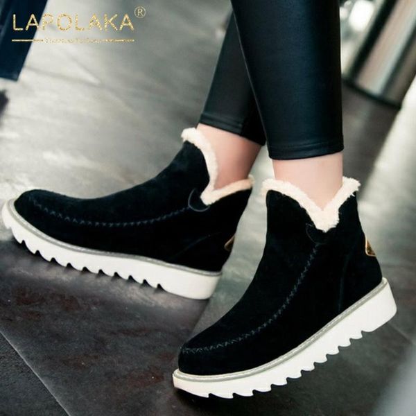 lapolaka new fashion 2020 big size 43 platform ankle boots woman shoes slip on warm add fur winter snow boots female, Black
lapolaka new fashion 2020 big size 43 platform ankle boots woman shoes slip on warm add fur winter snow boots female, Black