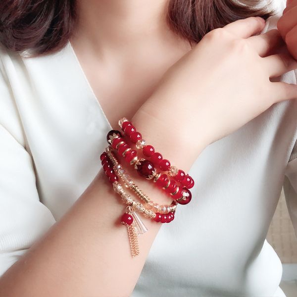 european and american bohemian bracelet marine style original design multi-layer ring beaded crystal bracelet female, Black
european and american bohemian bracelet marine style original design multi-layer ring beaded crystal bracelet female, Black