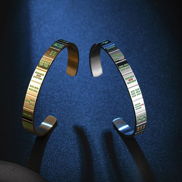 oulai777 fashion bracelet men opening bangle stainless steel bracelets gold adjustable mahjong jewelry gifts for men accessories, Golden;silver
oulai777 fashion bracelet men opening bangle stainless steel bracelets gold adjustable mahjong jewelry gifts for men accessories, Golden;silver
