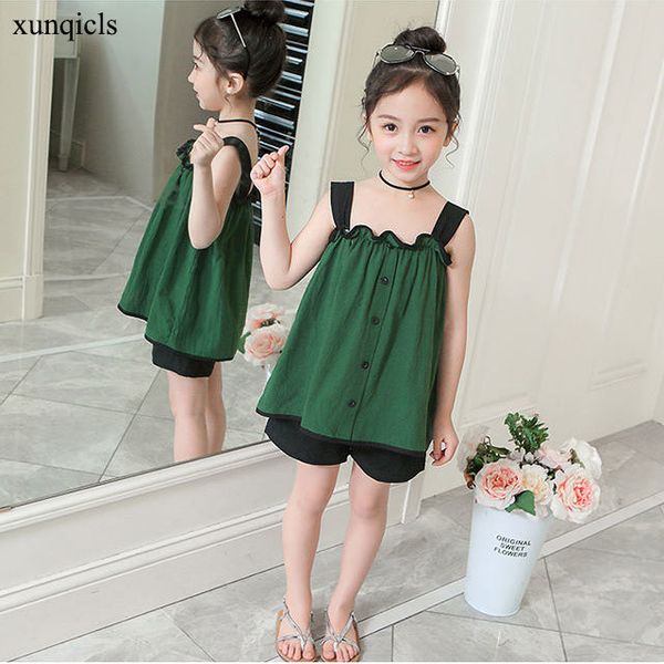 summer girl clothing sets baby condole belt +shorts 2 pcs kids girl outfit sets children cotton sleeveless clothes t200808, White
summer girl clothing sets baby condole belt +shorts 2 pcs kids girl outfit sets children cotton sleeveless clothes t200808, White