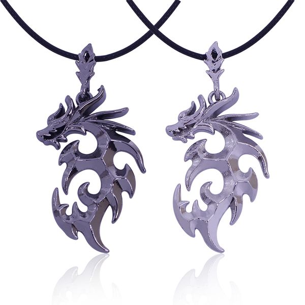 new chinese titanium steel flame dragon pendant black leather rope necklace double color optional jewelry gift collection, Silver
new chinese titanium steel flame dragon pendant black leather rope necklace double color optional jewelry gift collection, Silver