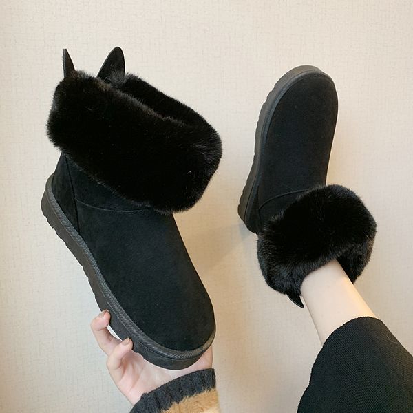 women 2020 winter snow boots botas femininas flat waterproof warm thick plush ankle boots for women winter platform shoes, Black 
women 2020 winter snow boots botas femininas flat waterproof warm thick plush ankle boots for women winter platform shoes, Black