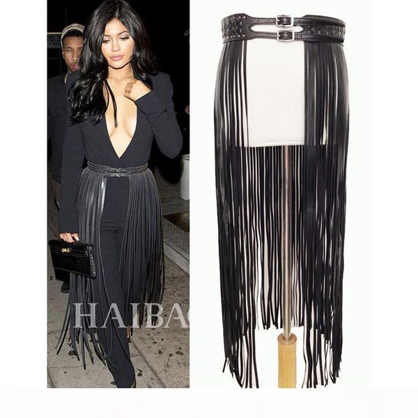 fantastic fringe black leather designer belts for women long tassels pin buckle corset belt spot on trendy bg-006 c19010301, Black;brown