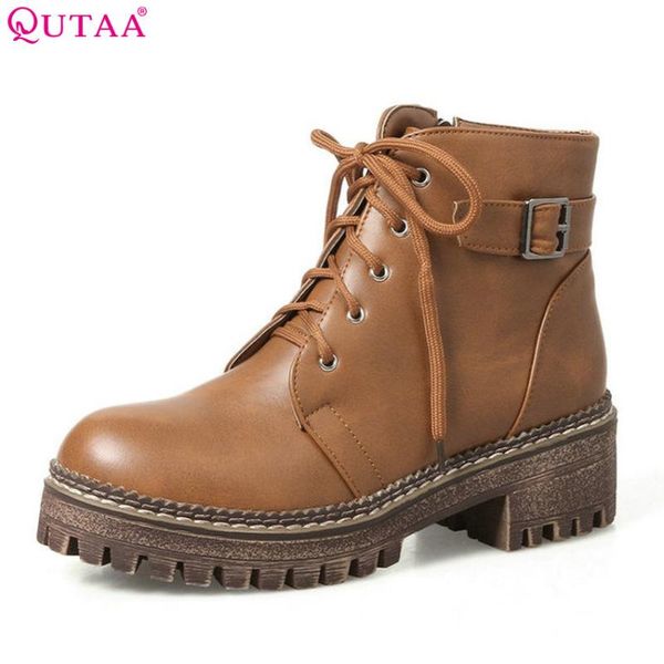 qutaa 2020 women ankle boots lace up fashion round toe westrn style spring/autumn square heel ladies motorcycle boots size 34-43, Black
qutaa 2020 women ankle boots lace up fashion round toe westrn style spring/autumn square heel ladies motorcycle boots size 34-43, Black