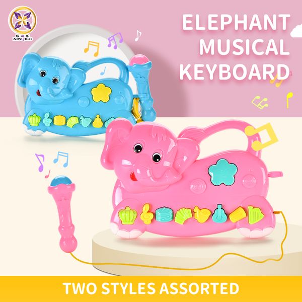 Baby Musical Elephant Microphone Toys Kids Animals Sound Light Keyboard Piano Baby Play Music Instruments Intelligence Children Gift