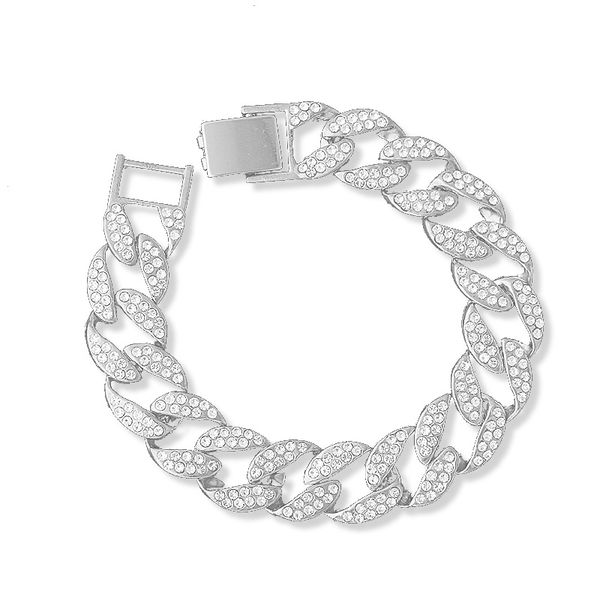 new chain link rhinestone bracelets for men hip hop fashion punk chain bling bling charms cuban link pulseras, Black
new chain link rhinestone bracelets for men hip hop fashion punk chain bling bling charms cuban link pulseras, Black
