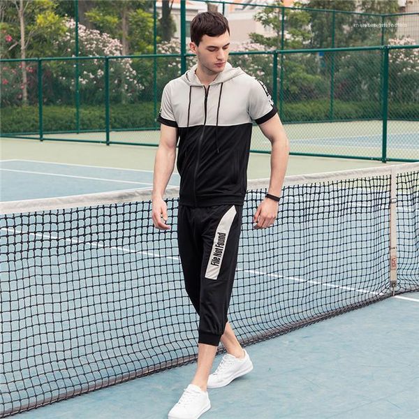 loose short homme summer running sports suit mens hooded tracksuit short sleeve casual tshirt with zipper, Gray
loose short homme summer running sports suit mens hooded tracksuit short sleeve casual tshirt with zipper, Gray