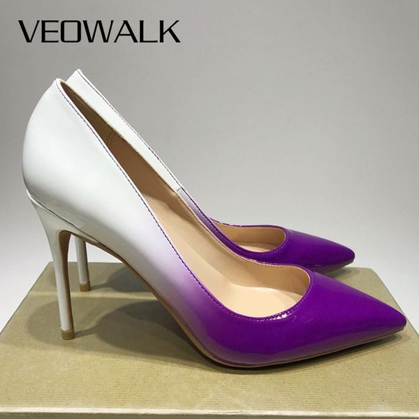 veowalk purple white gradient women glossy stilettos high heels pointed toe slip on pumps chic ladies formal dress shoes, Black
veowalk purple white gradient women glossy stilettos high heels pointed toe slip on pumps chic ladies formal dress shoes, Black
