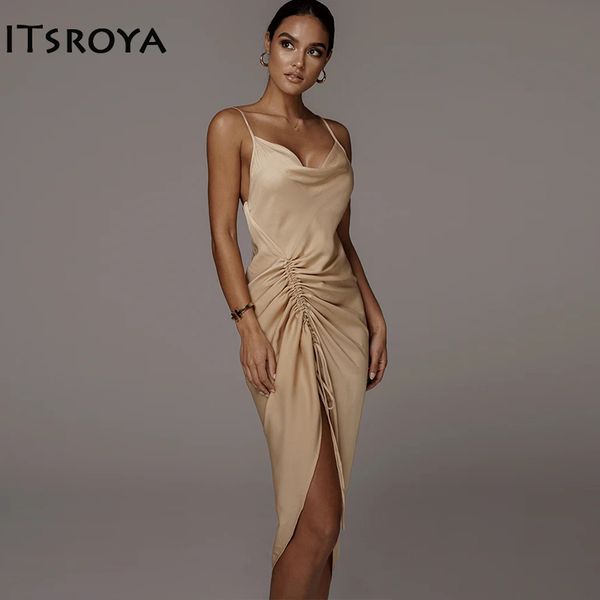 itsroya drawstring party dress spaghetti strap sleeveless backless ruched midi dress women elegant split bodycon solid robe, Black;gray
itsroya drawstring party dress spaghetti strap sleeveless backless ruched midi dress women elegant split bodycon solid robe, Black;gray