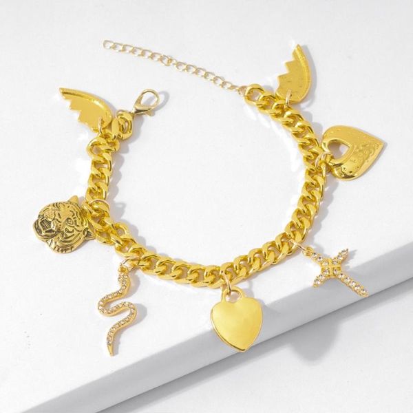 2020 new style ornament punk exaggerated tiger snake cross rhinestone pendant bracelet crude chain hand jewelry bracelets, Black
2020 new style ornament punk exaggerated tiger snake cross rhinestone pendant bracelet crude chain hand jewelry bracelets, Black