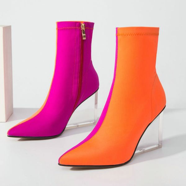 black red women ankle boots stretch fabric fashion pointed toe ladies short boots crystal wedges heel mixed color women shoes
black red women ankle boots stretch fabric fashion pointed toe ladies short boots crystal wedges heel mixed color women shoes