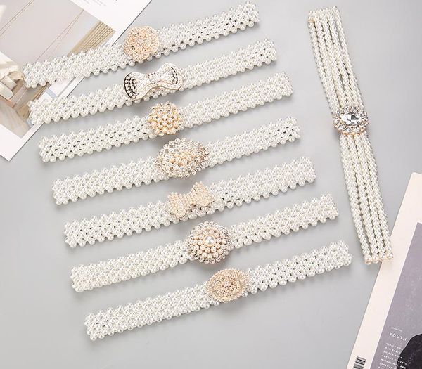 Plus Large Size Pearl Waist Belt Chain Women Waistband Geometric Flower Buckle Weaving Pearl Elastic Strech Four Layers Caestus T200427
Plus Large Size Pearl Waist Belt Chain Women Waistband Geometric Flower Buckle Weaving Pearl Elastic Strech Four Layers Caestus T200427