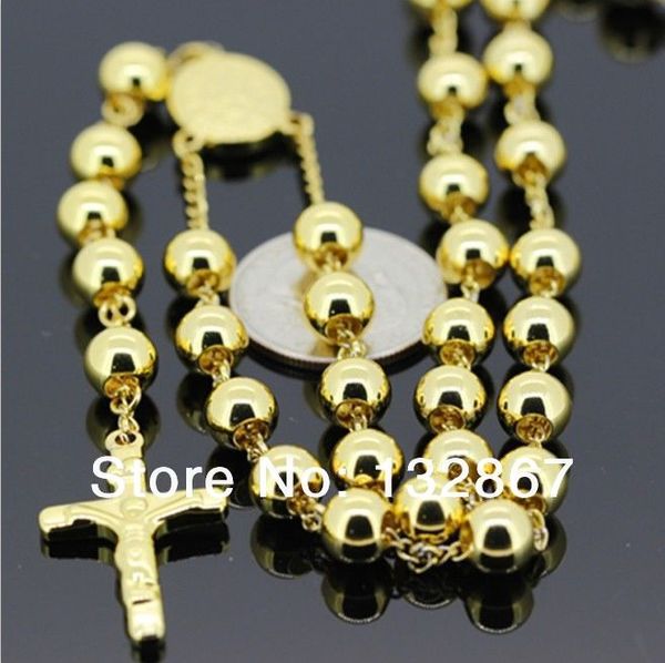 heavy gold solid 8mm jesus cross rosary necklace stainless steel jewelry (30''+5'') in fashion women men's jewelry, Silver
heavy gold solid 8mm jesus cross rosary necklace stainless steel jewelry (30''+5'') in fashion women men's jewelry, Silver