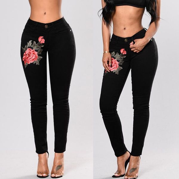 fashion women elastic waist vintage pencil pants appliques skinny high waist denim jeans pockets plus size jeans for women, Blue
fashion women elastic waist vintage pencil pants appliques skinny high waist denim jeans pockets plus size jeans for women, Blue