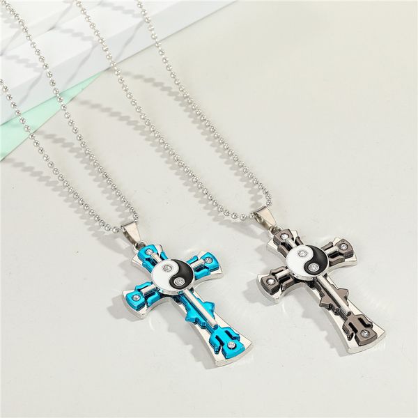 1pc punk vintage zircon cross eight diagrams necklace for men women hiphop cool black pendant chain choker male jewelry n124, Silver
1pc punk vintage zircon cross eight diagrams necklace for men women hiphop cool black pendant chain choker male jewelry n124, Silver