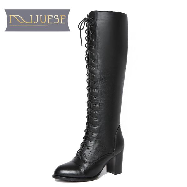 mljuese 2020 women knee-high boots cow leather winter short plush high heels lace up women thign high boots motorcycle, Black
mljuese 2020 women knee-high boots cow leather winter short plush high heels lace up women thign high boots motorcycle, Black