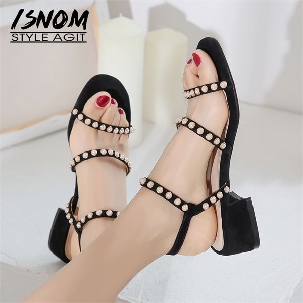 isnom thick heels sandals women gladiator sandals party pearl shoes female kid suede fashion shoes ladies summer 2019 new black 0922
isnom thick heels sandals women gladiator sandals party pearl shoes female kid suede fashion shoes ladies summer 2019 new black 0922