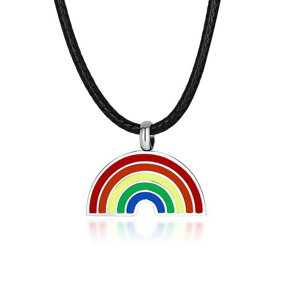 beautiful rainbow shape pendant stainless steel gay pride necklace jewelry homosexual waxed rope for men fashionable accessories, Silver
beautiful rainbow shape pendant stainless steel gay pride necklace jewelry homosexual waxed rope for men fashionable accessories, Silver