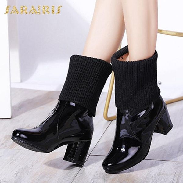 boots sarairis 2021 design plus size 48 chunky high heels mid calf woman shoes patent leather comfy warm plush winter, Black
boots sarairis 2021 design plus size 48 chunky high heels mid calf woman shoes patent leather comfy warm plush winter, Black