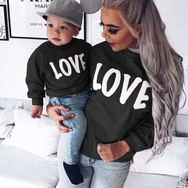 2020 european and american women's style long-sleeved round neck letter love parent-child sweater om8747, Black
2020 european and american women's style long-sleeved round neck letter love parent-child sweater om8747, Black